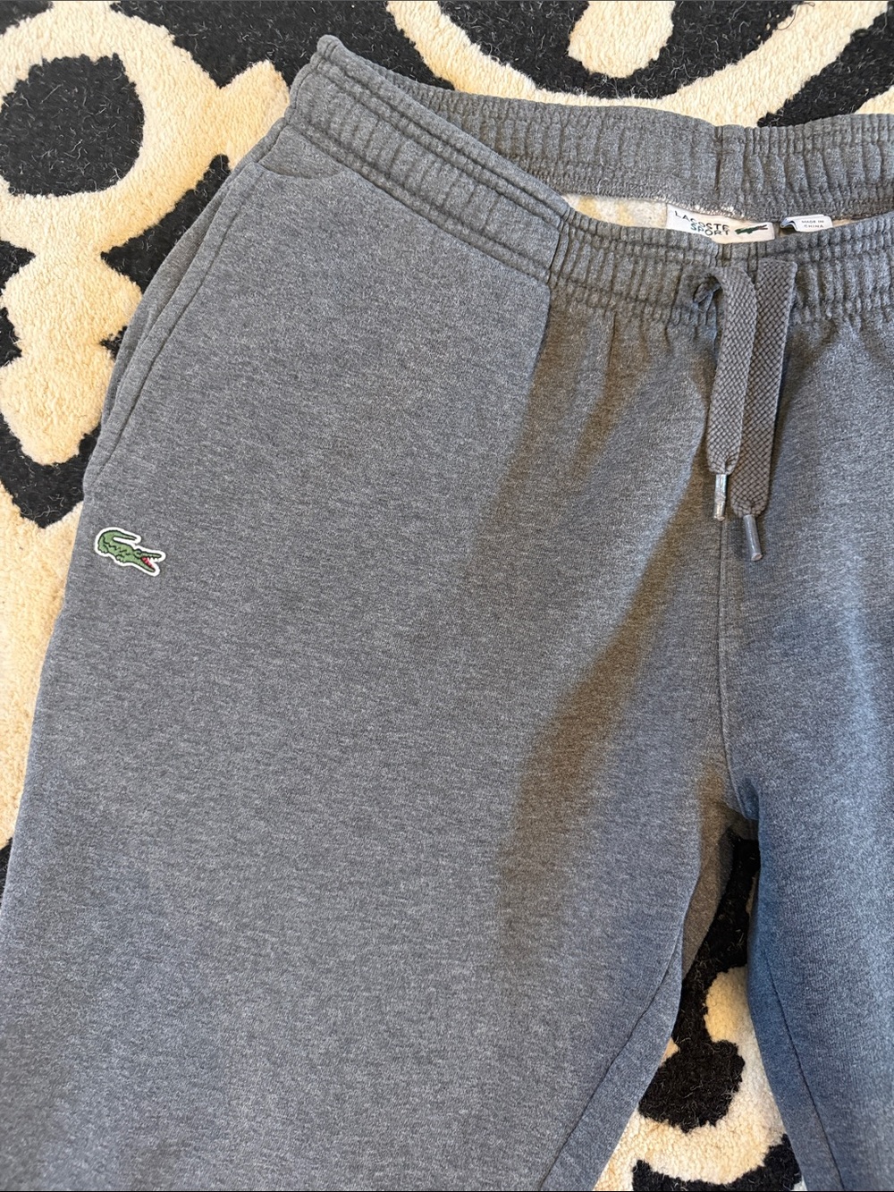 Lacoste Men’s Dark Gray Drawstring Sweatpants with Logo Large